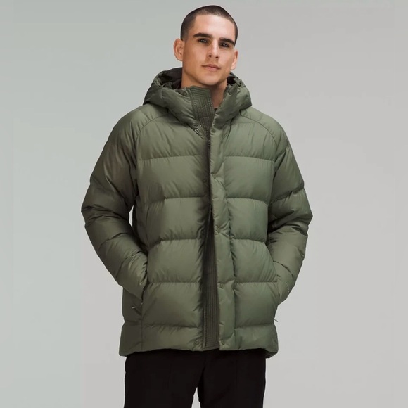 Lululemon Wunder Puff 600 Down Fill Jacket Hoodie Men's Medium Olive Size: XL